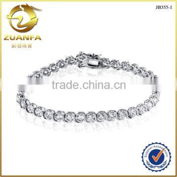 hot selling aaa gemstone setting 8.5 inches fashion women solid silver zircon bracelets