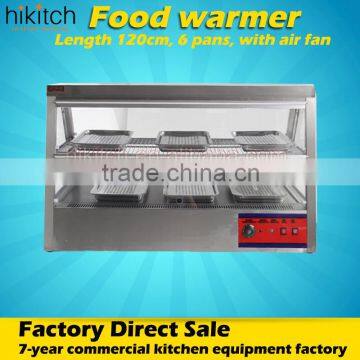 Hot air circulating 1.2 meter hot food warmer display cabinets in Guangzhou