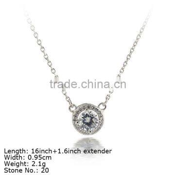 NZZ-S03 Clear Stones Necklace Simple Small Jewelry Design Round Charm Necklace