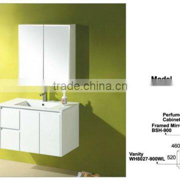 MDF / PVC corner bathroom mirror cabinet / cabinet WH8027-900WL