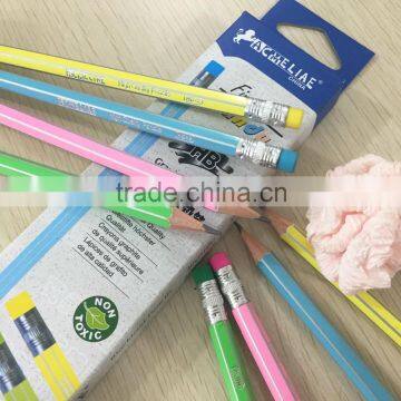 Standard size hexagonal shape candy striped HB pencil sharpened with eraser