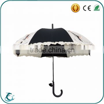 Fashion cheap custom printing lace straight umbrella for gift