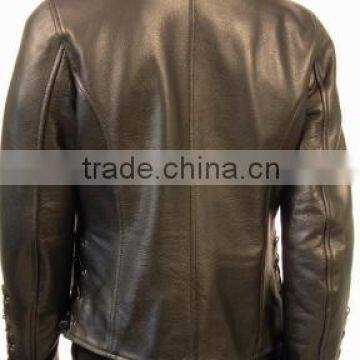Ladeis Mens Motorcycle Biker Black Genuine Cowhide Leather Jacket photo-2