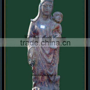 Antique Wooden Sculptures, Virgin and Jesus Statue