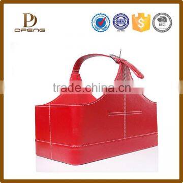 Customized leather magnetic storage baskets for wine bottle/magazine storage /for shopping