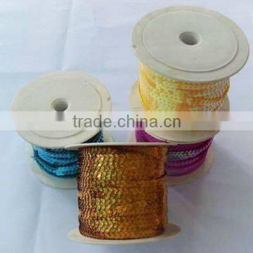 HOT SALE Foil Metallic / Iridescent / Holographic Plastic Clothes Sequin ribbon String