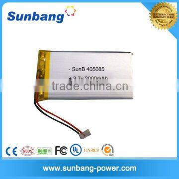 Custom smart rechargeable 3.7v li-polymer 585460 2000mah battery