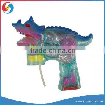 Hotsale B/O Trasparent Light up Dinosaur Bubble Gun Toys With Light and Music