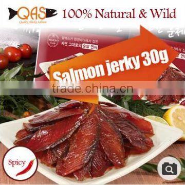 Salmon jerky 30g100% Natural Wild/spicy/Omega-3/Smoked with beech treeSalmon jerky 30g100% Natural Wild Smoked Dried salmon snac