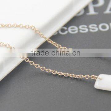 Gold Long Dangle Drop Chain With Rectangle Alloy Stone Earrings photo-3
