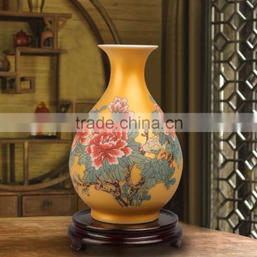 China ceramic home decor golden handmade craft flower vase