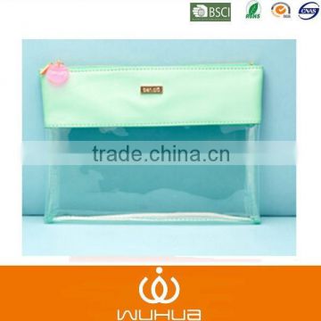 simple and fashion polish zipper top tinted translucent PVC clutch bag