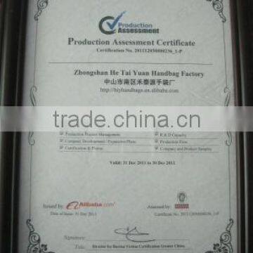 Production Assessment Certificate