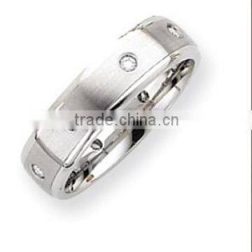 Newest white gold 6mm fancy high polished diamond wedding band