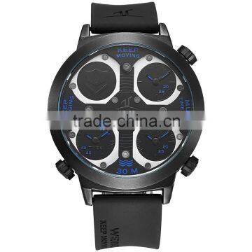 Weide Mutiple Time Zones Quartz Watch, Stainless Steel Quartz Watches Bezel Japan 30m Water Resistant Luxury Watch for Men
