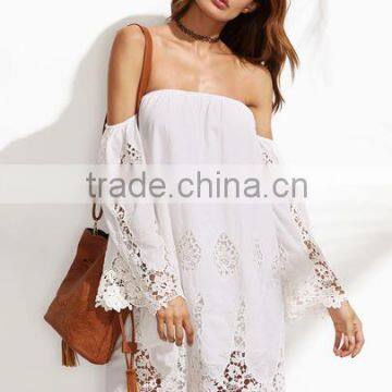 Dresses latest women girl design fashion photos White Lace Off The Shoulder Dress