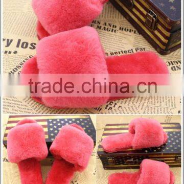 Wholesale Women Colorful Sheep Fur Flip Flop Slipper With Color Choices photo-2