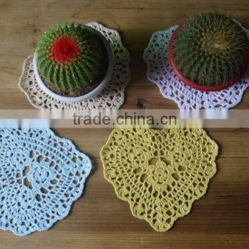 Lovely flower crochet coaster, crochet cup mat , crochet heart-shaped cup coaster