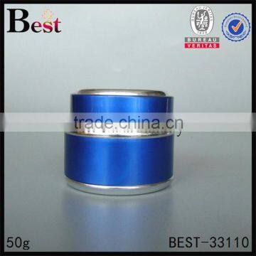 50g blue color screw cap glass jar with metal lid