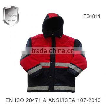 safety reflective winter thick coat with hood