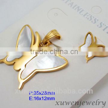 shell butterfly stainless steel 18k gold plated jewelry sets                        
                                                                                Supplier's Choice