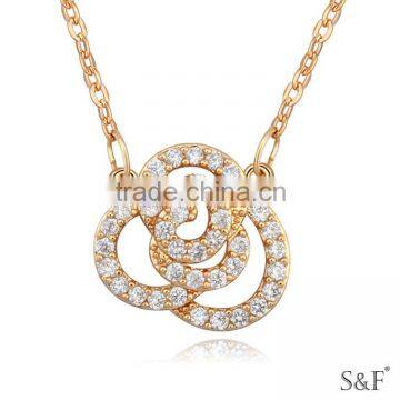 17411 Rhodium plated heart diamond necklace