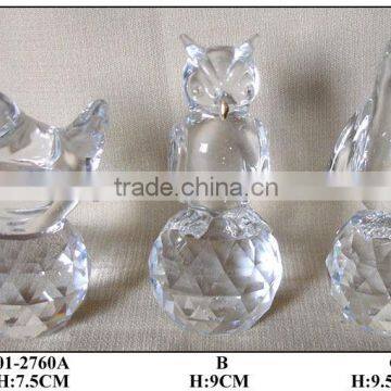 glass owl decoration crystal craft