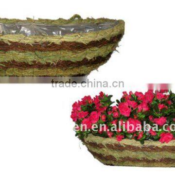 Green Moss and Brushwood Wall basket - Moss wall flower pocket - Moss hay rack planter