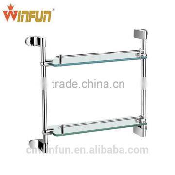 Hotel/Home Bathroom Zinc+brass tempered Double glass shelf