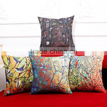 2016 New Flower Bird Thick Linen Cotton Sofa Home Decor Throw Pillow Cases Cushion Covers