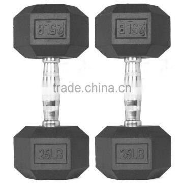 High quality of Balck Hex Rubber Coated Dumbbell