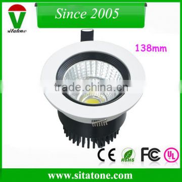 Cold forging aluminum white and black 138mm 20w 30w cob led recessed downlight outcut 120mm