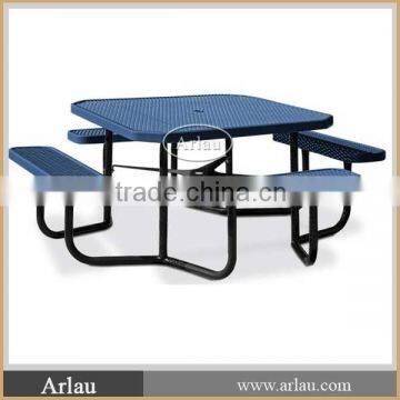 Big camping outdoor steel picnic table with 4 seats