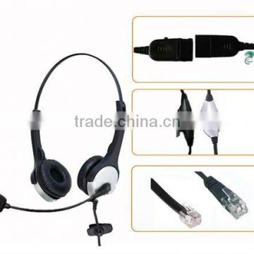 Noise Cancelling Telephone Headsets with QD & RJ-11 & volume control for calling center