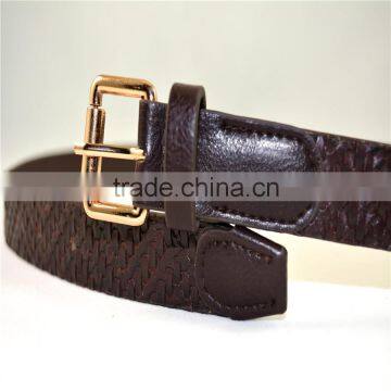 Fashion PU Fake Leather With Grid Lines Pattern and Pin Buckle Belt photo-5