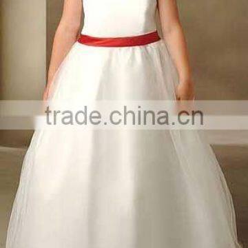 Best seller scoop ivory embroidery flower girl dress A2511