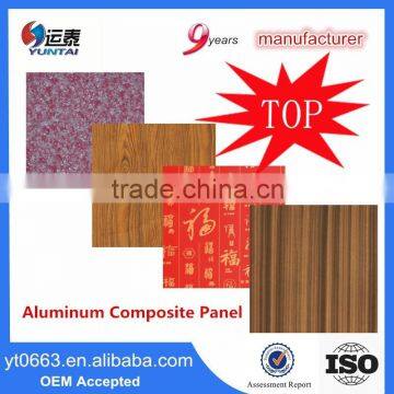 PE Acp Sheets Wooden Finish Acp Panel Marble Finish Aluminum Curtain Wall Panel