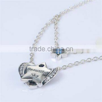 Silver Jewelry Star Harvest Pendants Necklace With Zircon