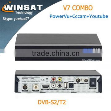 Fta Freesat V7 Combo high digital STB DVB-S2/T2 satellite tv receiver support CCCAM Powervu and Youtube