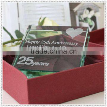 Professional Jade Engraved Glass Block For Anniversary Gifts