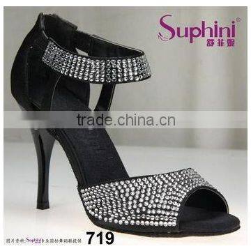 crystal stone fashionable 10CM heel ladies latin salsa tango dance shoes