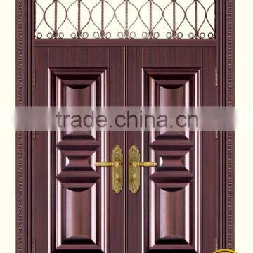 Embossed steel security main door skin design double door