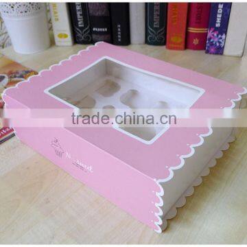 wholesale cute pink printed with display windows paper box packaging