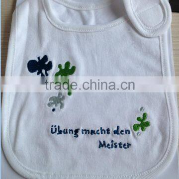 soft feel white color 100% cotton customized baby bib