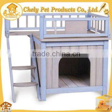 Double-decker Wooden Dog House For Sale With Veranda And Stair Solid Wood Pet Cages,Carriers & Houses