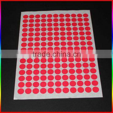 Custom self adhesive round fluorescent sticker paper with colorful