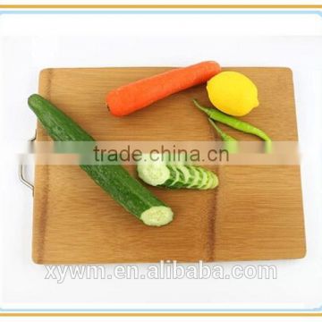 Organic Basic Traditional Easy Carry Hang Stainless Steel Handle Kitchen Butcher Bamboo Cutting Board Chopping Block