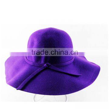 2015 Pure Colour Design Wool Cap Felt Sombrero Hats For Fashion Beautiful With Silk Ribbon