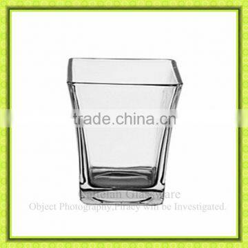 Square cheap clear glass flower vases with high quality glass container flower pot