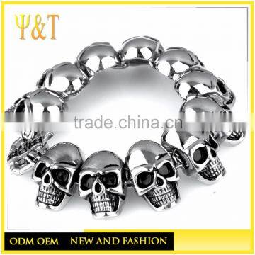 Jingli Jewelry Stainless Steel Silver Jewelry Cheap Skull Bead Head Bracelet for Men, Skull Bracelets for Men and Women photo-4